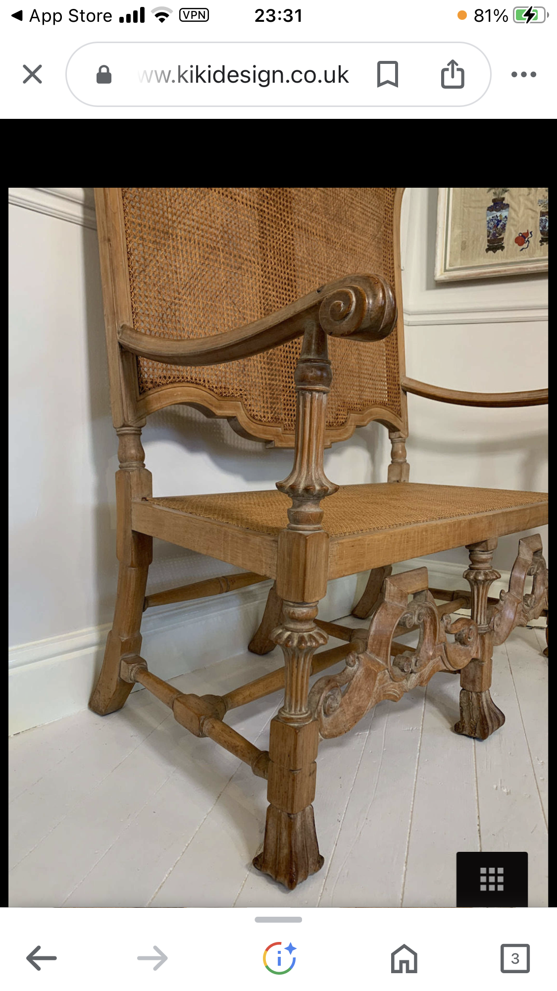 Italian Walnut and Split Caine sofa