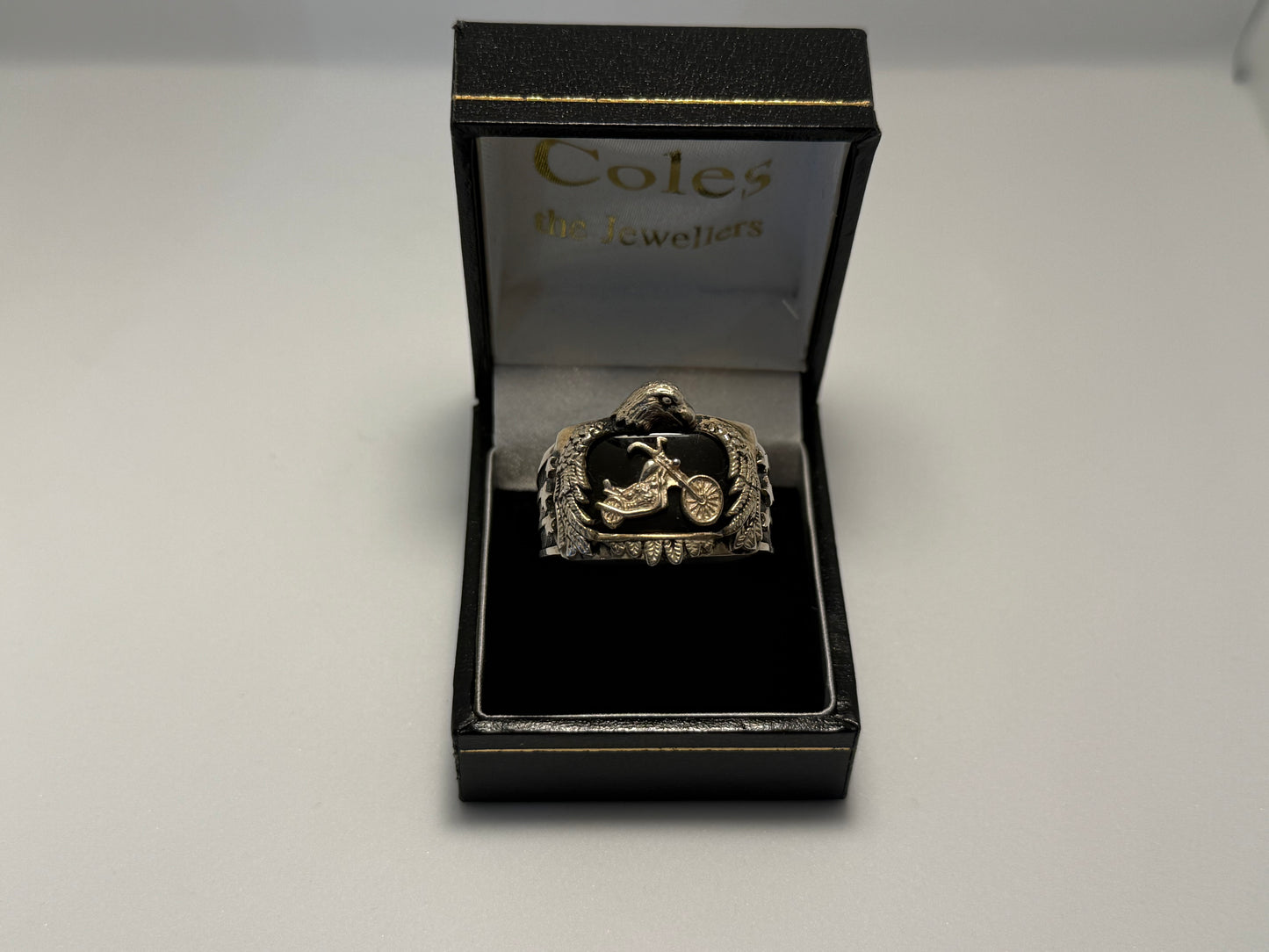 Silver 925 Motorcycle & Eagle Emblem Ring