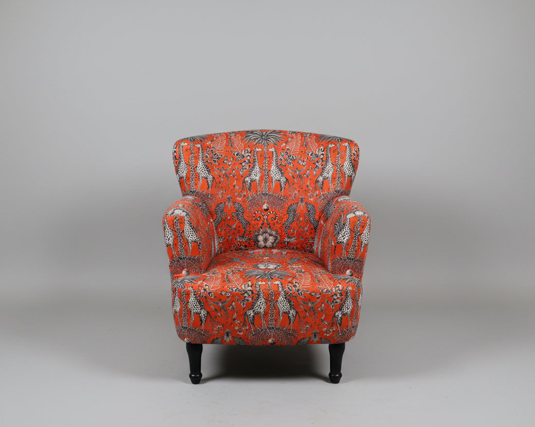 Orange animal print armchair