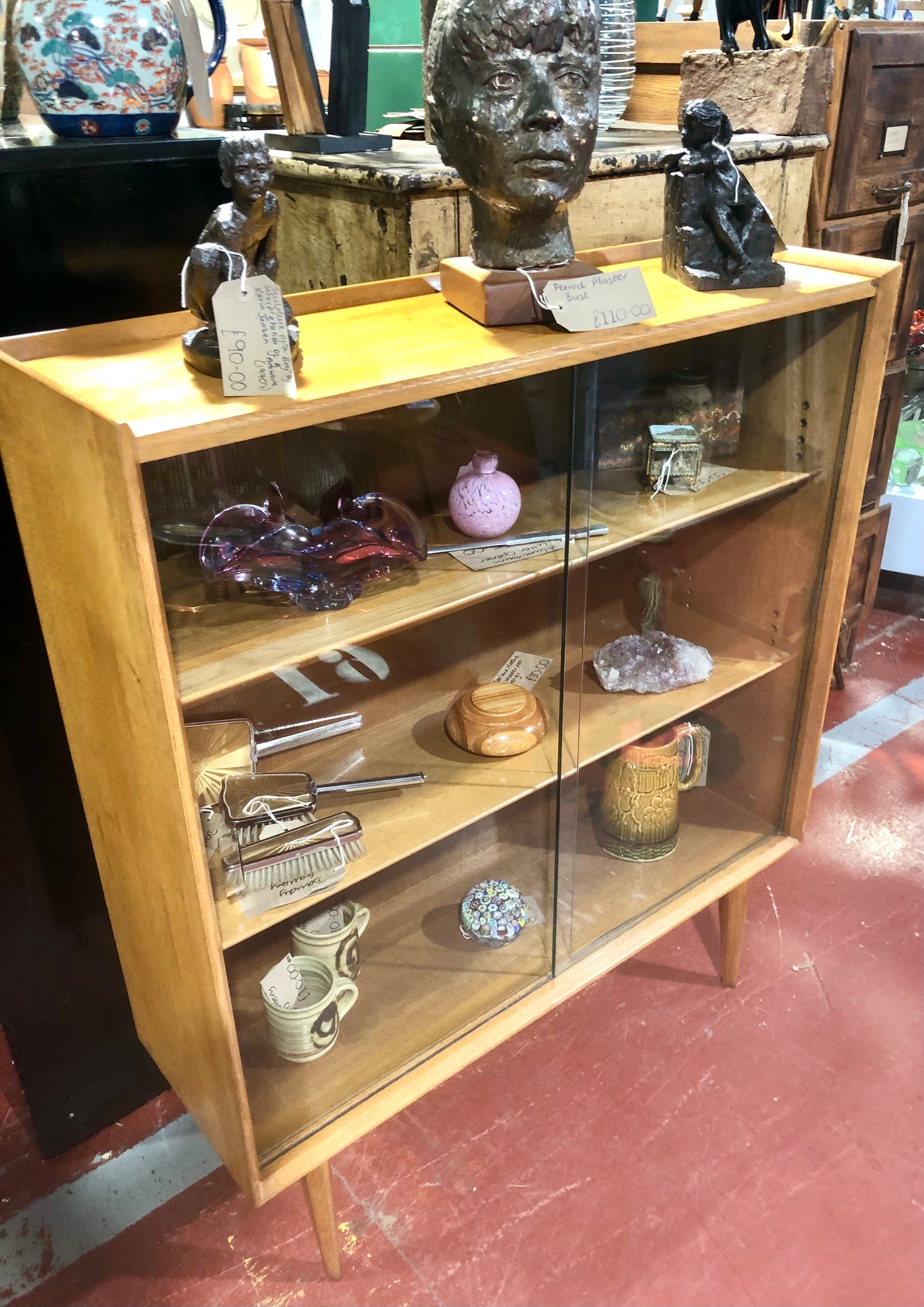 Solid English Sideboard / display cabinet with sliding Glass doors