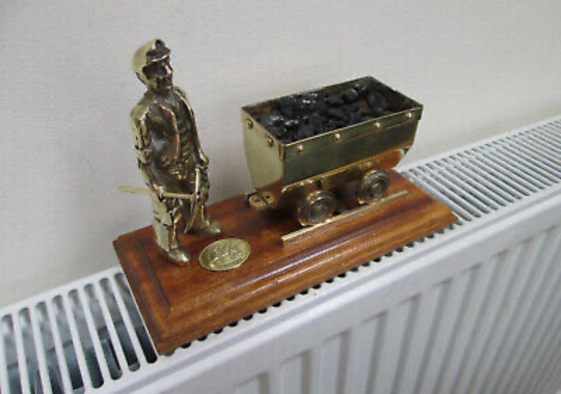 Welsh Miner in Brass with Coal Truck