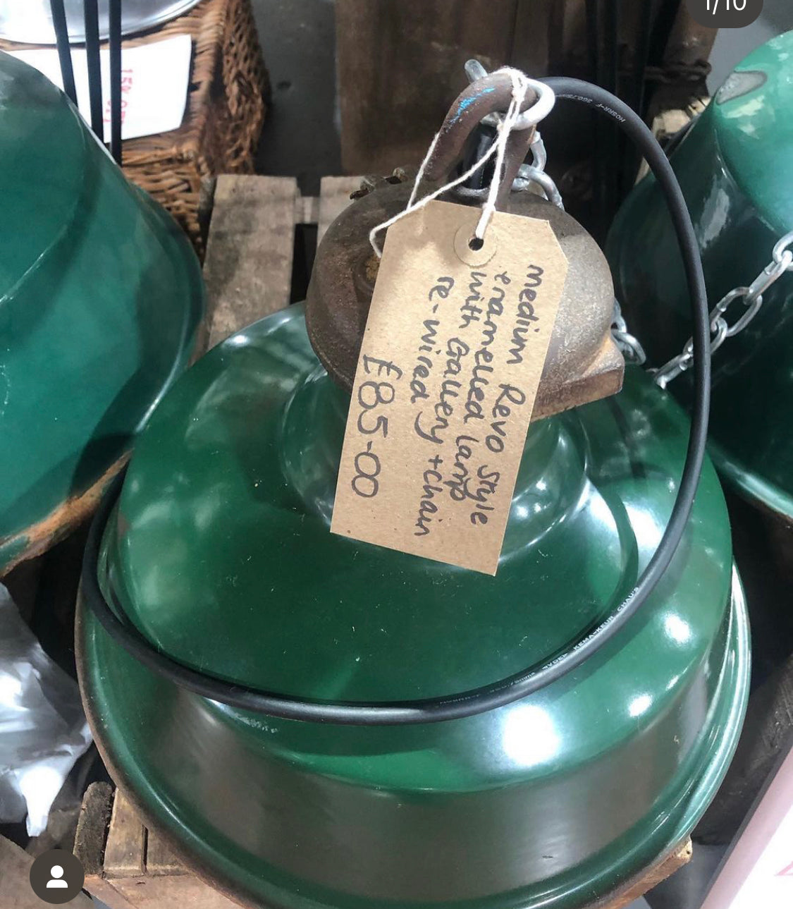 Revo Green Enamel industrial vintage lamps Small