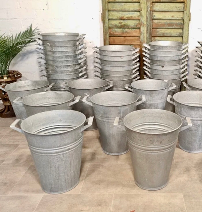 Galvanised Buckets and storage containers.