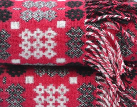 Mihangel - Red Welsh Tapestry Blanket / Throw or b