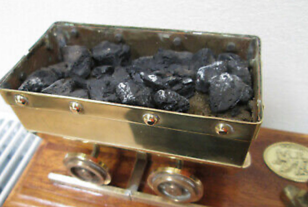 Welsh Miner in Brass with Coal Truck