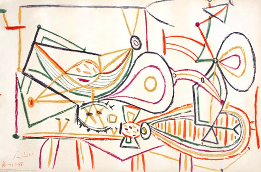 Picasso Signed and dated in plate lithograph, part of the school prints series.