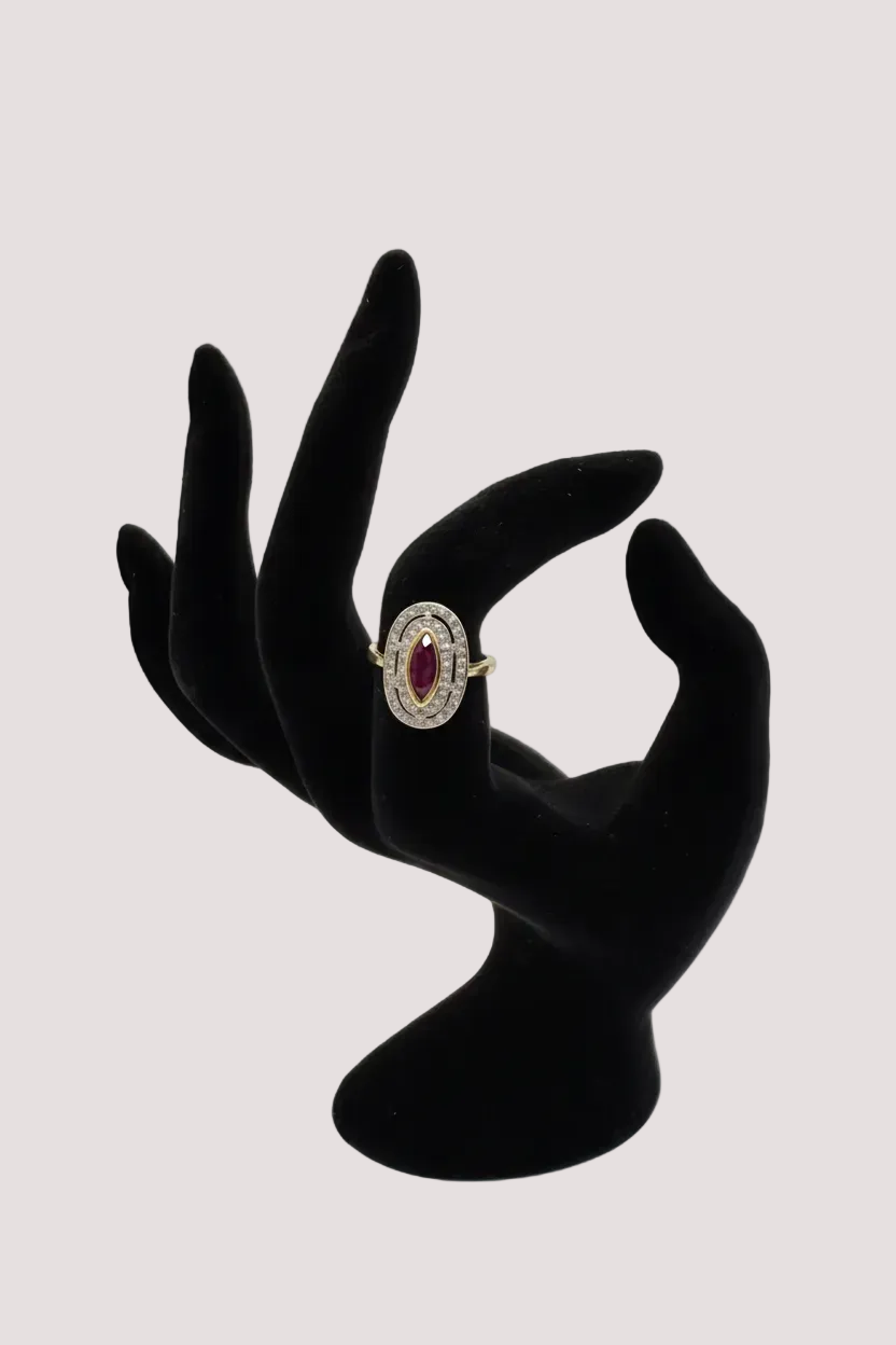 Ring - 18ct Gold and Marquise style Ruby ring