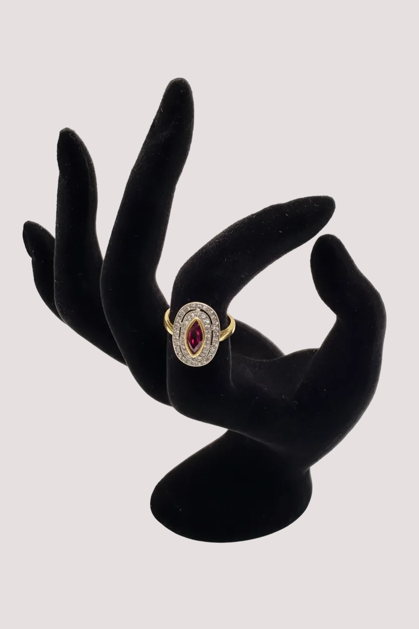 Ring - 18ct Gold and Marquise style Ruby ring