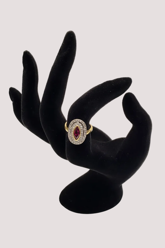 18ct Gold and Marquise style Ruby ring