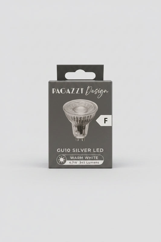 GU10 Silver LED 345 Lumens 4.7W Warm White