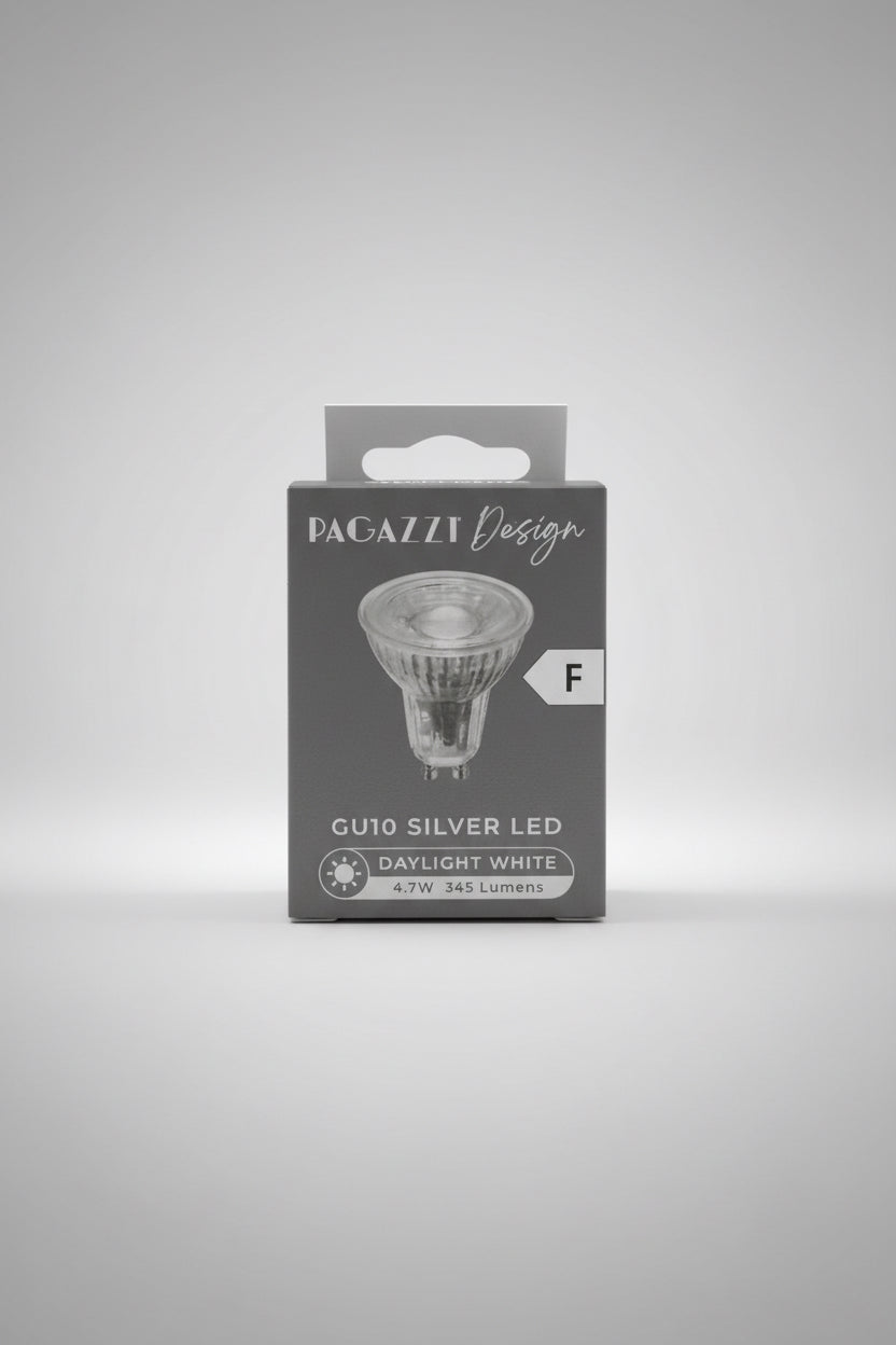 GU10 Silver LED 345 Lumens 4.7W Daylight White