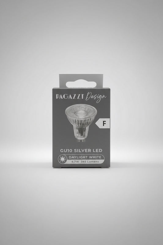 GU10 Silver LED 345 Lumens 4.7W Daylight White