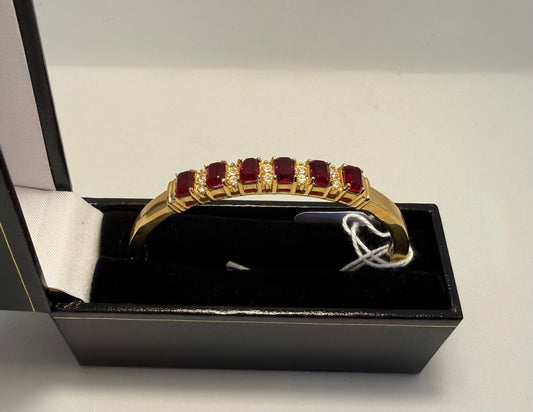 Gold Tone Red Gem Bangle