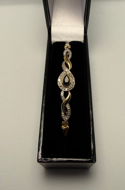 9ct Gold & Black Sapphire Bangle