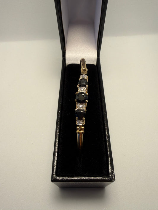 9ct Gold & Black Sapphire Bangle