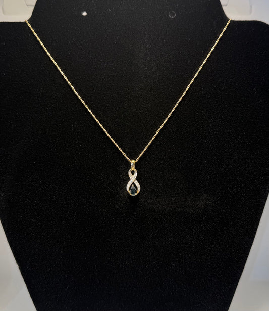 9ct Gold & Black Sapphire Necklace