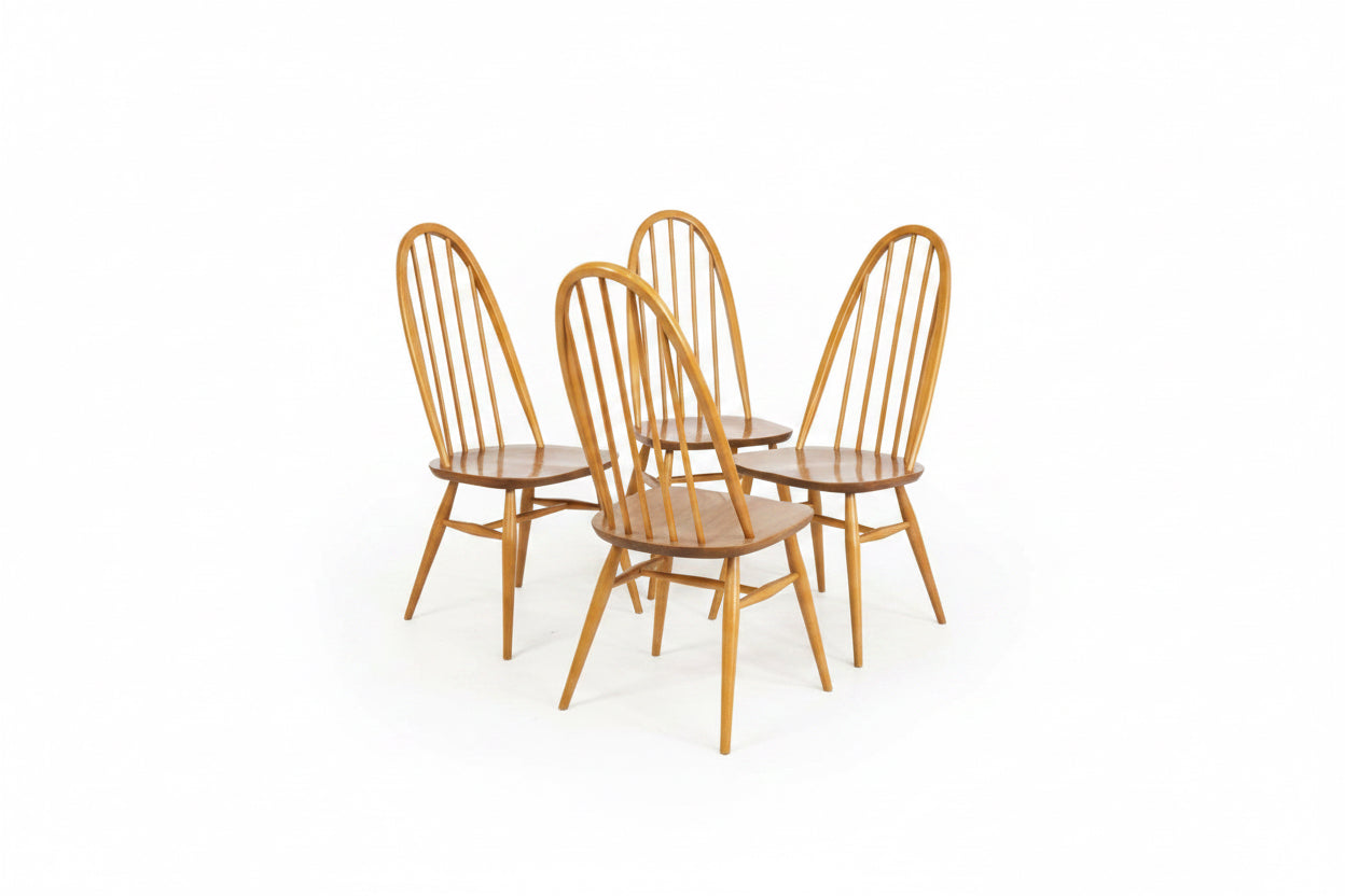 4x quaker chairs 2x black quaker chairs 1x ercol table