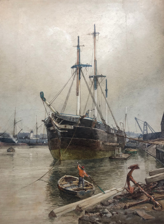 Newport at Rest. A quality pencil and water colour by Arthur Wilde Parsons 1988