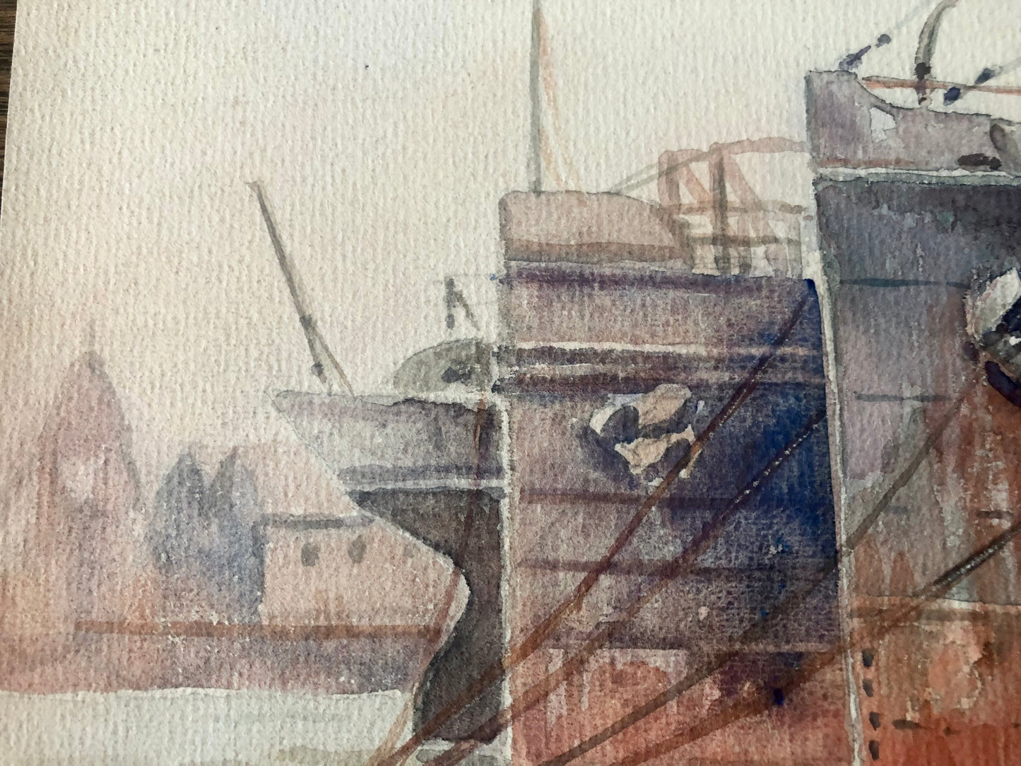 Original Water colour of Cardiff Docks by leonard Foote