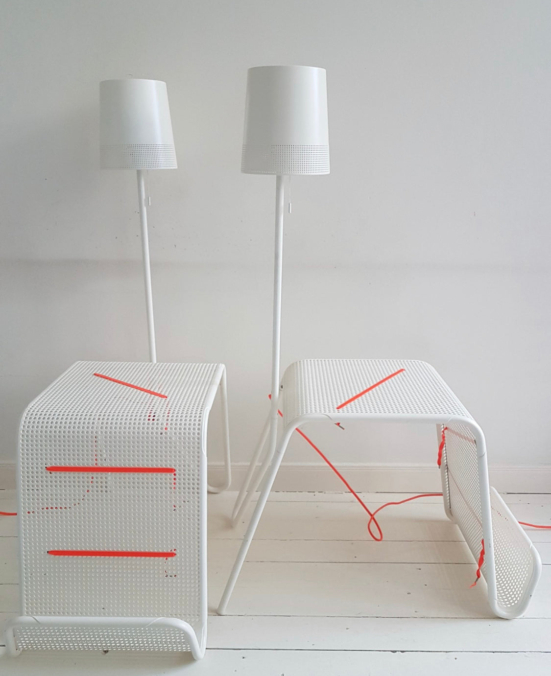 IKEA PS 2014 Side table with lighting white and contrasting orange cable