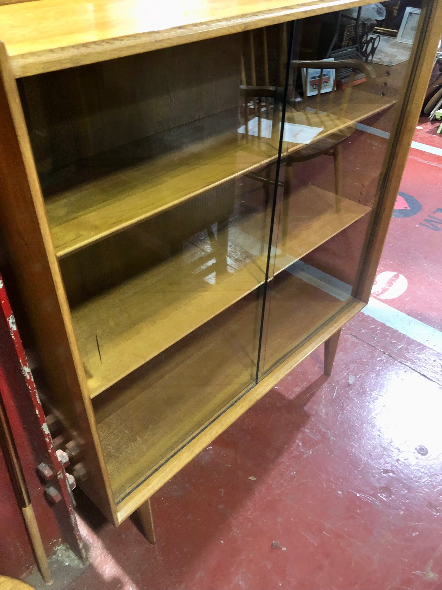 Solid English Sideboard / display cabinet with sliding Glass doors