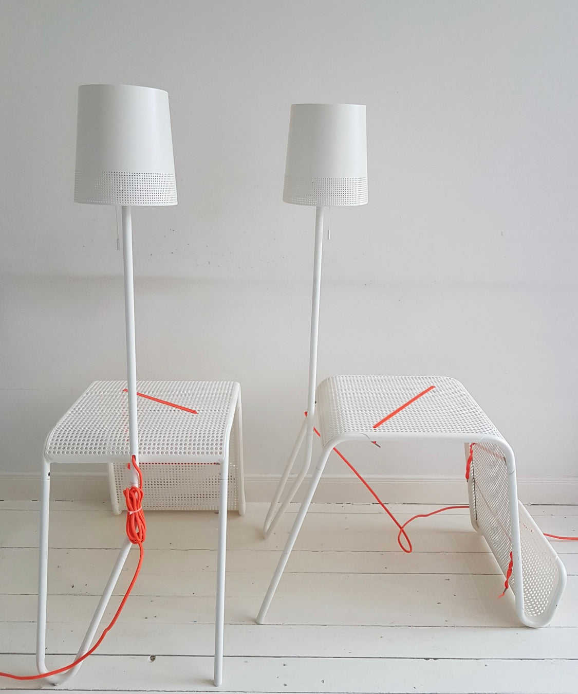 IKEA PS 2014 Side table with lighting white and contrasting orange cable