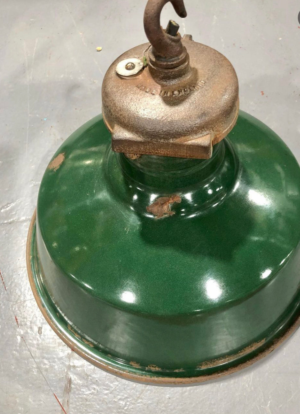 Revo Green Enamel vintage industrial lamps LARGE