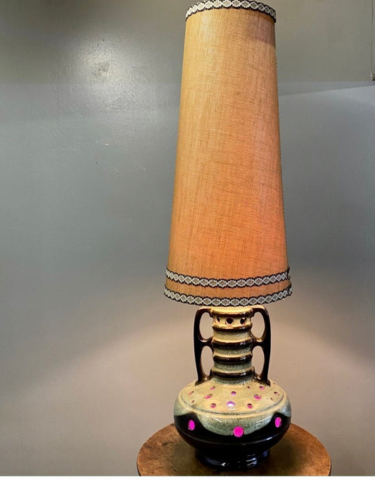 Fat Lava Vintage Floor lamp with Original Hessian Shade