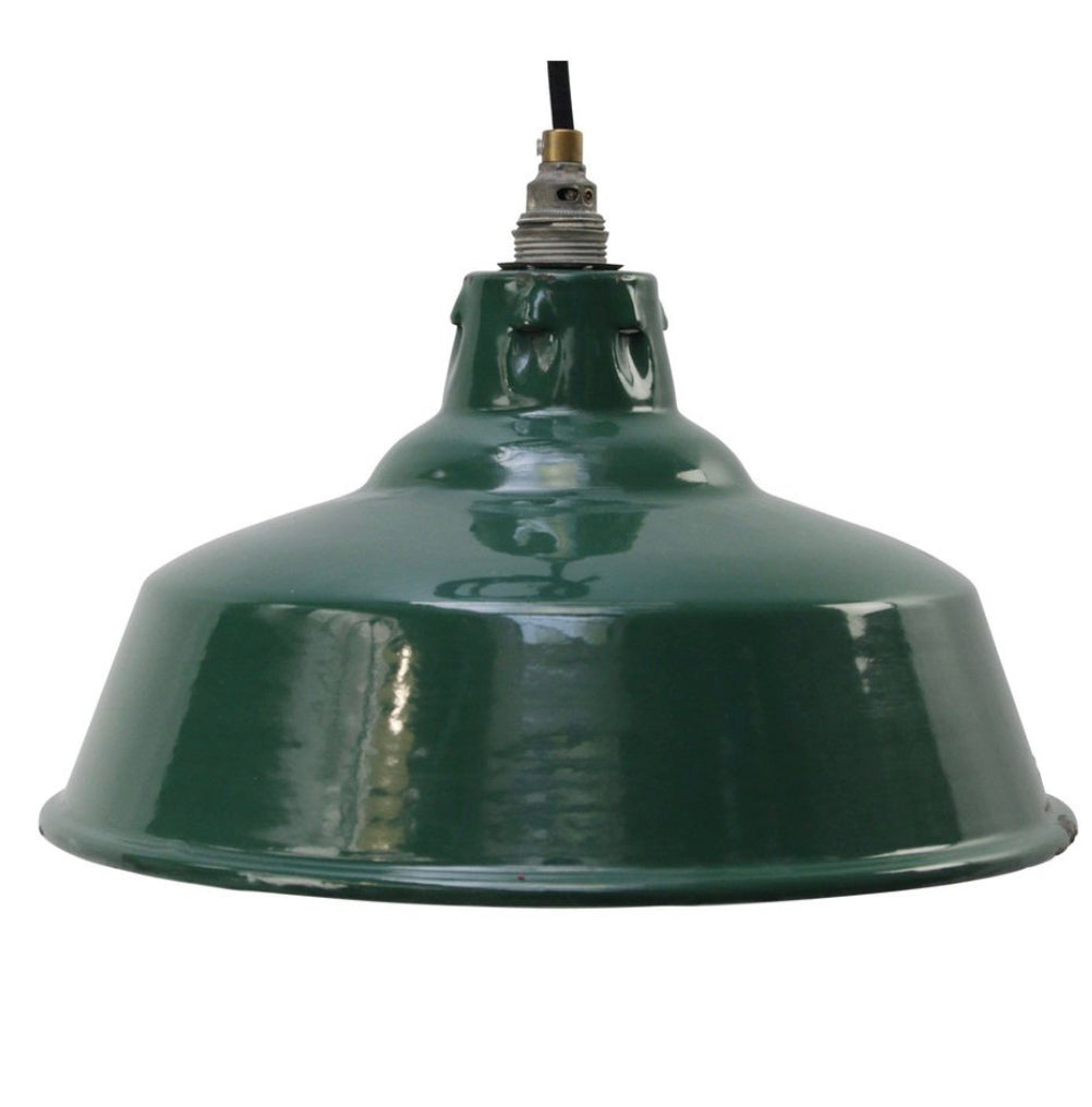 Revo Green Enamel vintage industrial lamps LARGE