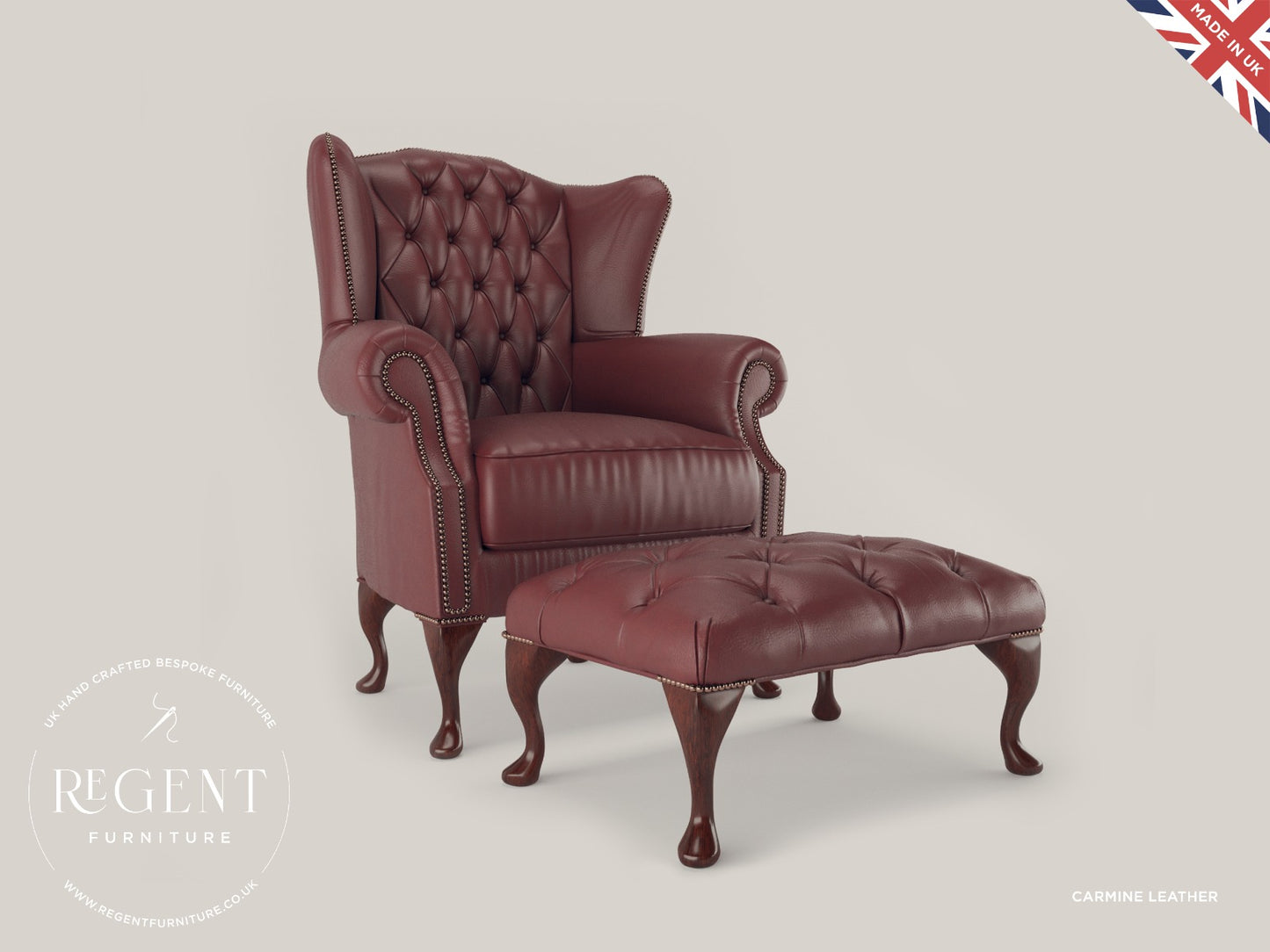 Regency Wingback Arm chairs in Faux OxBlood