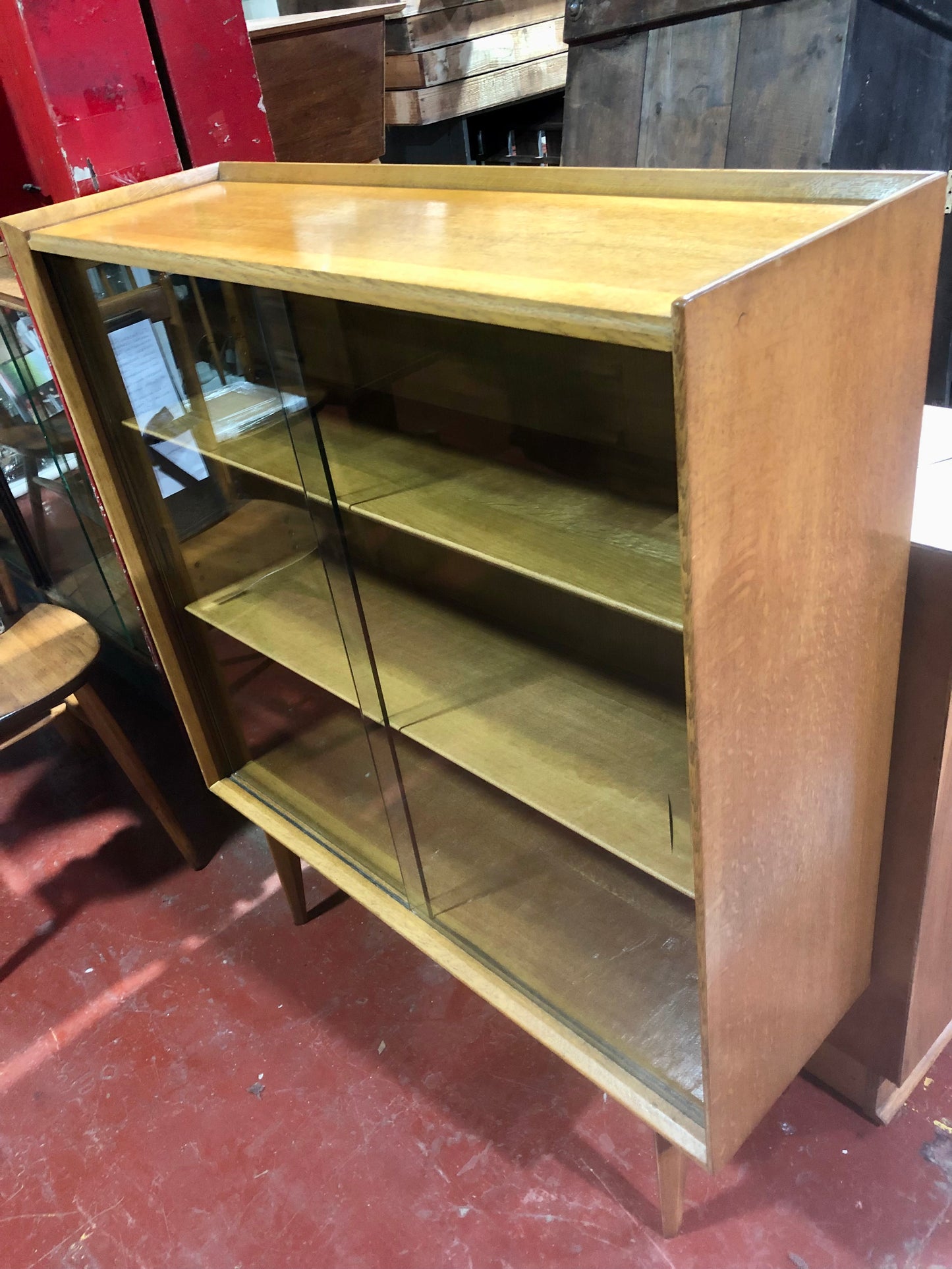 Solid English Sideboard / display cabinet with sliding Glass doors