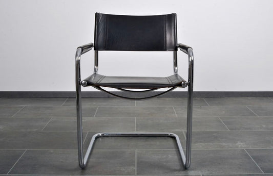 Black Leather S34 Cantilever Chairs By Mart Stam & Marcel Breuer For Fasem, 1987, Set Of 4